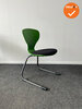 Vlinderstoel - slede - groene stoel met zwart gestoffeerde zitting