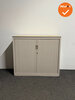 Basic - Roldeurkast - 105x120x47 cm - Witgrijs - Ahorn topblad