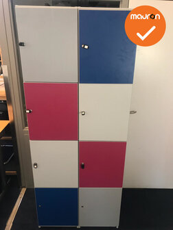 Deze lockerkast is geschikt voor 8 personen, door deze speelse kleuren is deze designkast geschikt voor: kantines, werkruimtes,