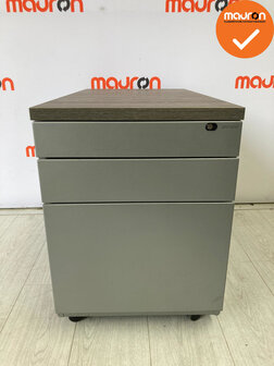 Ladeblok - 57x42x76cm - Zilvergrijs - 3 lades - zilvergrijs metalen front - topblad naar keuze