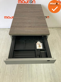 Ladeblok - 57x42x76cm - Zilvergrijs - 3 lades - zilvergrijs metalen front - topblad naar keuze