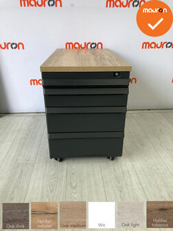 Ladeblok - 57x42x76cm - Zwart - 4 lades - kunststof - topblad naar keuze