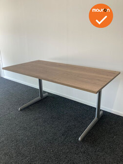 Refurbished Werkplek - 160x80 - Bladkleur naar keuze - Vaste hoogte - Zilvergrijs 500 onderstel - Inclusief Ahrend 230 Medium b