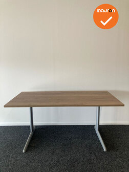 Refurbished Werkplek - 160x80 - Bladkleur naar keuze - Vaste hoogte - Zilvergrijs 500 onderstel - Inclusief SITAG EL 100 bureau