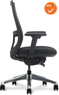 Curve Deluxe Bureaustoel - NIEUW - Zwarte stoffering - Gepolijst aluminium voetkruis  - Harde wielen