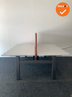 Ahrend Balance duo bureau zit-sta - 180x80cm - antracietgrijs onderstel - met standaard grijs melamine blad - inclusief een ora