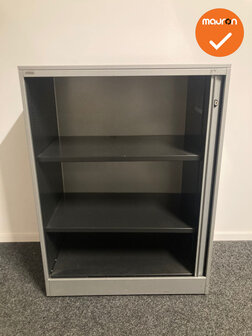Roldeurkast - Ahrend - 120x80x45cm - Zilvergrijs met zilvergrijze roldeuren - Topblad naar keuze