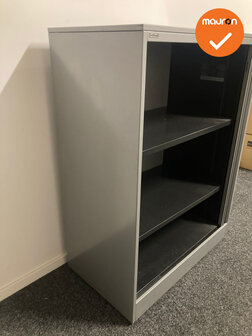 Roldeurkast - Ahrend - 120x80x45cm - Zilvergrijs met zilvergrijze roldeuren - Topblad naar keuze