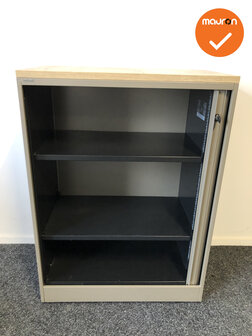 Roldeurkast - Ahrend - 110x80x45cm - Champagne met metalen roldeuren - Topblad naar keuze