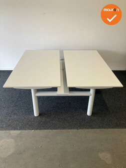 Sedus duo bureau zit-sta - 180x80cm - antracietgrijs onderstel - met wit blad  - witte poten