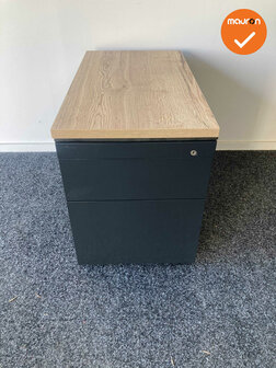 Ahrend Ladeblok - 57x42x78cm - Zwart - 3 laden metaal -  topblad naar keuze