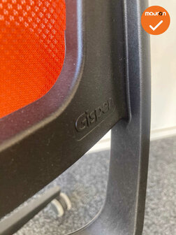 Gispen Zinn bureaustoel - Nieuwstaat - 4D Armleggers - blauwe zitting en oranje netweave rug - Zwart voetkruis