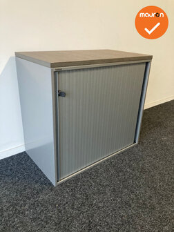 Roldeurkast - Ahrend - 74x80x45cm - Zilvergrijs met zilvergrijze deuren - Topblad naar keuze  