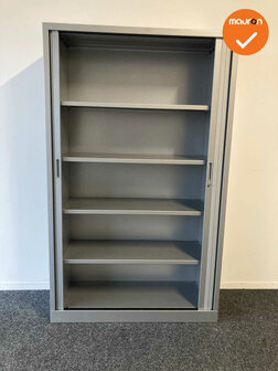 Roldeurkast - Zilvergrijs - 195x120x45cm - Zilvergrijs met zilvergrijze deuren