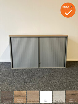 Roldeurkast - Ahrend - 74x120x45cm - Zilvergrijs met grijze roldeuren - Topblad naar keuze