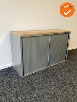 Roldeurkast - Ahrend - 74x120x45cm - Zilvergrijs met grijze roldeuren - Topblad naar keuze