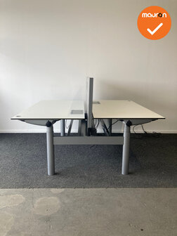 Ahrend 500 - duo electrisch verstelbaar bureau - Zit/Sta - 160x80cm - zilvergrijs onderstel - Wit trespa blad - inclusief akoes