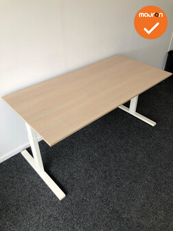 Vepa - Slinger bureau - 160x80cm - Wit onderstel - Eiken houten blad