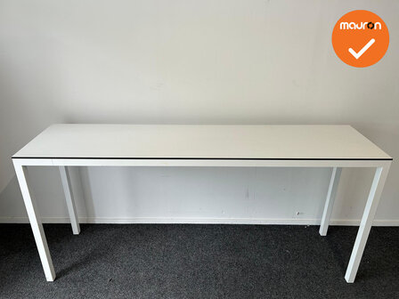 Vergadertafel - 4-poots - 220x60cm - met wit onderstel - inclusief wit melamine blad