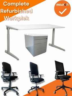 Refurbished Complete Werkplek - Bladkleur naar keuze - Elektrisch - Zelf samenstellen