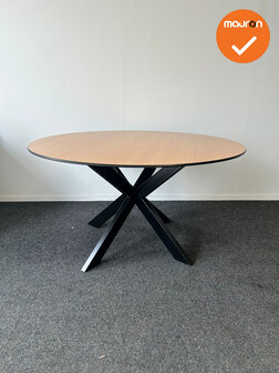 Mauforce Ronde tafel - 120 cm - Zwarte Stervoet - Beuken Trespa blad