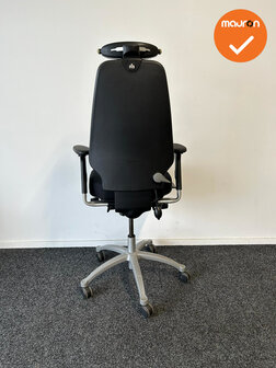 RH Logic Elite 400 - XL - Nieuwe zwarte stoffering  - Met hoofdsteun - Inclusief lendepomp - Verhoogde gasveer - zilvergrijs vo