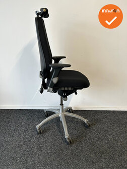 RH Logic Elite 400 - XL - Nieuwe zwarte stoffering  - Met hoofdsteun - Inclusief lendepomp - Verhoogde gasveer - zilvergrijs vo