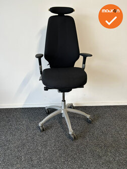 RH Logic Elite 400 - XL - Nieuwe zwarte stoffering  - Met hoofdsteun - Inclusief lendepomp - Verhoogde gasveer - zilvergrijs vo