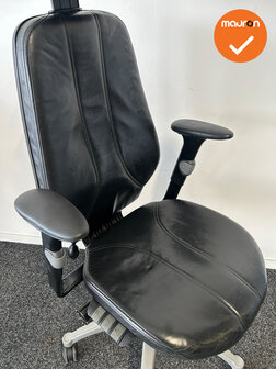 RH Logic 400 - Zwart Leer  - Met hoofdsteun - Inclusief lendepomp - Zilvergrijs voetkruis