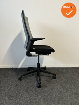Ahrend 2020 bureaustoel  - refurbished - Grijs/zwarte stoffering  - zonder lendesteun - hoge rug - zwart voetkruis
