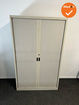 Roldeurkast - B-keuze - Basic - 195x120x45 - Wit beige - Zwarte handgrepen