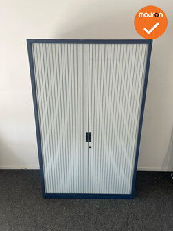 Roldeurkast - Basic - 195x120x45cm - Blauw met grijze kunststof roldeuren