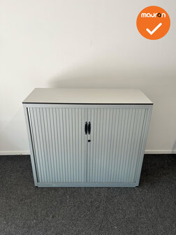Roldeurkast - Basic -105x120x47cm - Zilvergrijs met zilvergrijze deuren - Inclusief topblad