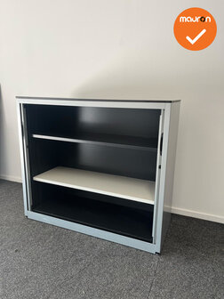 Roldeurkast - Basic -105x120x47cm - Zilvergrijs met zilvergrijze deuren - Inclusief topblad