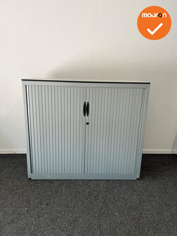 Roldeurkast - Basic -105x120x47cm - Zilvergrijs met zilvergrijze deuren - Inclusief topblad