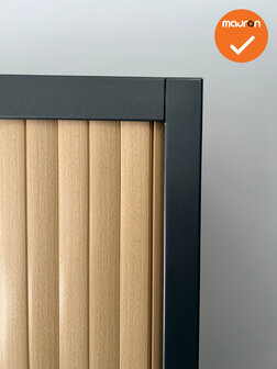 Roldeurkast - Basic - 195x120x45cm - Zwart met beuken roldeuren