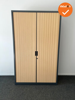 Roldeurkast - Basic - 195x120x45cm - Zwart met beuken roldeuren