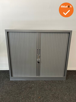 Robberechtse roldeurkast - 105x120x45cm - Zilvergrijs - brede lamel - inclusief 2 sleutels