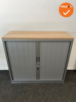 Robberechtse roldeurkast - 105x120x45cm - Zilvergrijs - smalle lamel - inclusief 2 sleutels