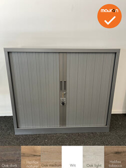 Robberechtse roldeurkast - 105x120x45cm - Zilvergrijs - smalle lamel - inclusief 2 sleutels