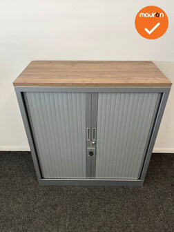 Robberechtse roldeurkast - 105x100x45cm - Zilvergrijs - brede lamel - inclusief 2 sleutels
