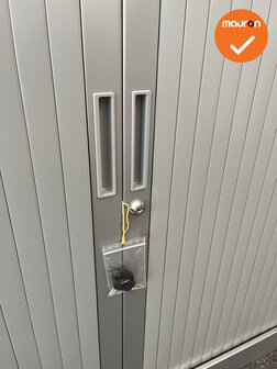 Robberechtse roldeurkast - 105x100x45cm - Zilvergrijs - brede lamel - inclusief 2 sleutels
