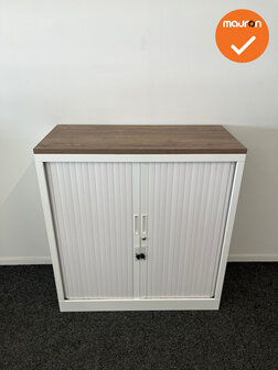 Robberechtse roldeurkast - 105x100x45cm - Wit - brede lamel - inclusief 2 sleutels