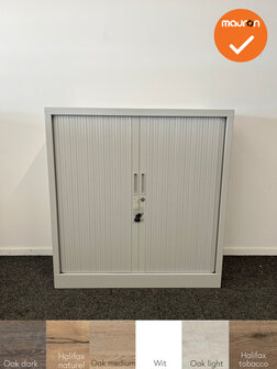 Robberechtse roldeurkast - 105x100x45cm - Lichtgrijs - smalle lamel - inclusief 2 sleutels