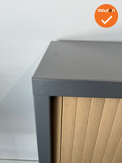 Robberechtse roldeurkast - 105x100x45cm - Zilvergrijs met beuken deuren - inclusief 2 sleutels