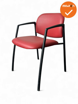 Vergaderstoel - Ahrend 320 - rood kunstleer - zwart frame