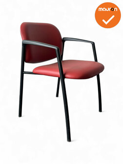 Vergaderstoel - Ahrend 320 - rood kunstleer - zwart frame