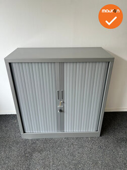 Robberechtse roldeurkast - 105x100x43cm - Zilvergrijs - brede lamel - inclusief 2 sleutels