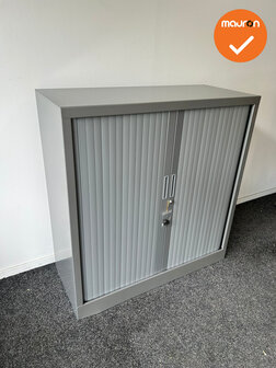 Robberechtse roldeurkast - 105x100x43cm - Zilvergrijs - brede lamel - inclusief 2 sleutels