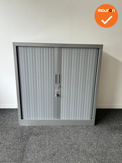 Robberechtse roldeurkast - 105x100x43cm - Zilvergrijs - brede lamel - inclusief 2 sleutels